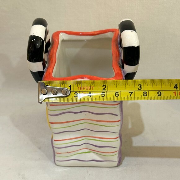 Milson & Louis Ceramic Purse Tote Bag Planter Vase Hand Painted Yellow Tulip - Picture 8 of 9